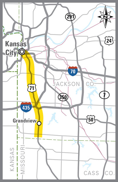 U.S 71 Transit Study map of corridor